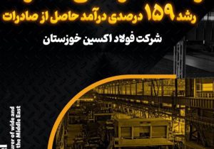 رشد ۶۱ درصدی صادرات و رشد ۱۵۹ درصدی درآمد حاصل از صادرات در فولاد اکسین خوزستان