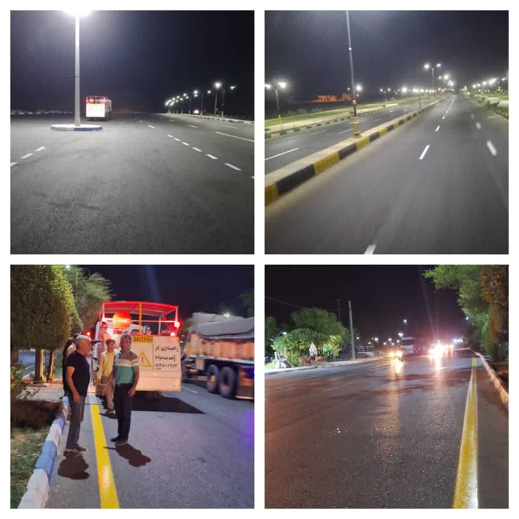 اجرای عملیات خط‌کشی معابر شهری توسط واحد زیباسازی شهرداری هفتکل